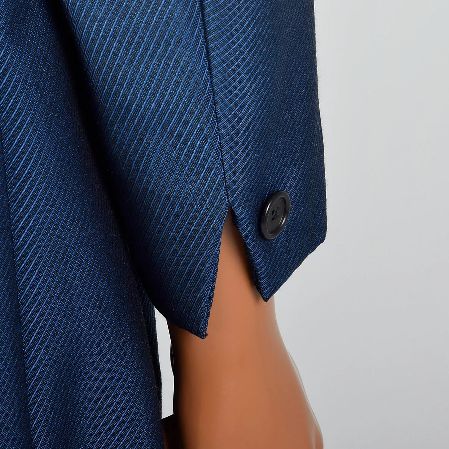 42L 1960s Mens Blue Diagonal Stripe Suit