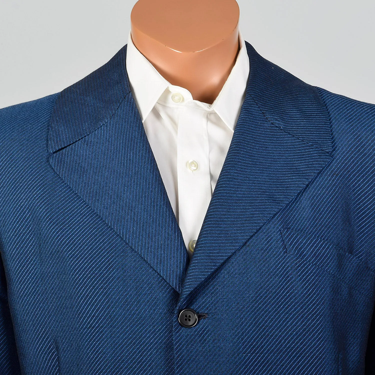 42L 1960s Mens Blue Diagonal Stripe Suit