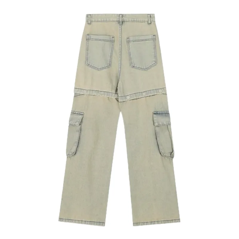 Baggy fit convertible cargo jeans and jean shorts