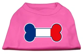 Bone Shaped France Flag Screen Print Shirts Bright Pink XXL (18)