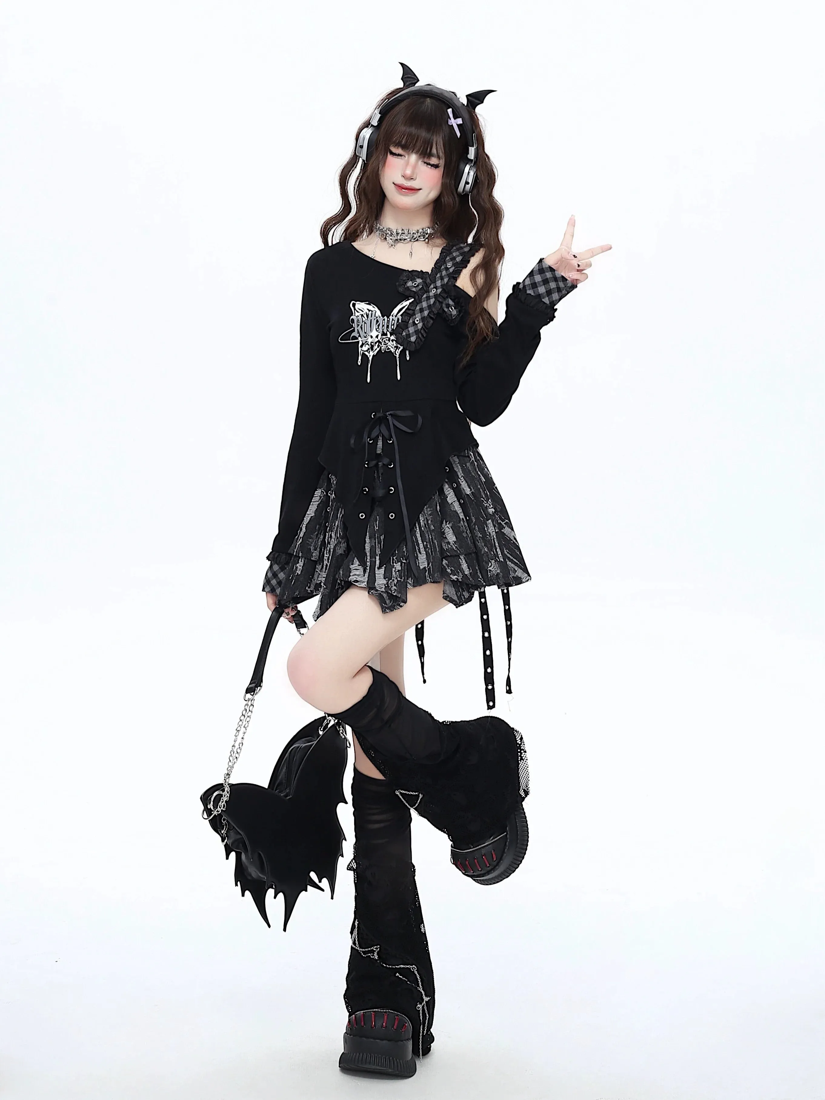 Butterfly Lace-Up Dark Tops