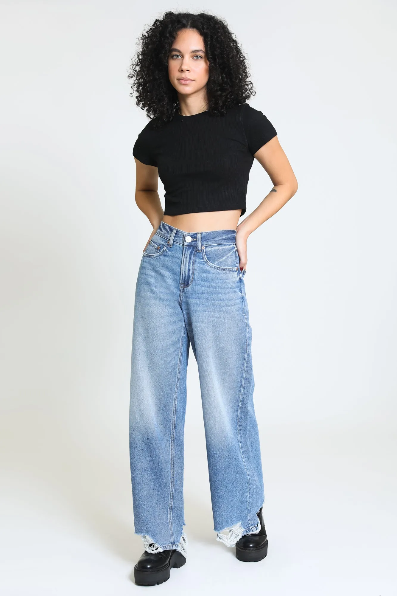 Essential Cropped Thermal Tee - Black