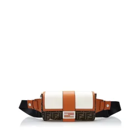 Fendi Zucca Baguette Convertible Belt Bag Brown Canvas Leather