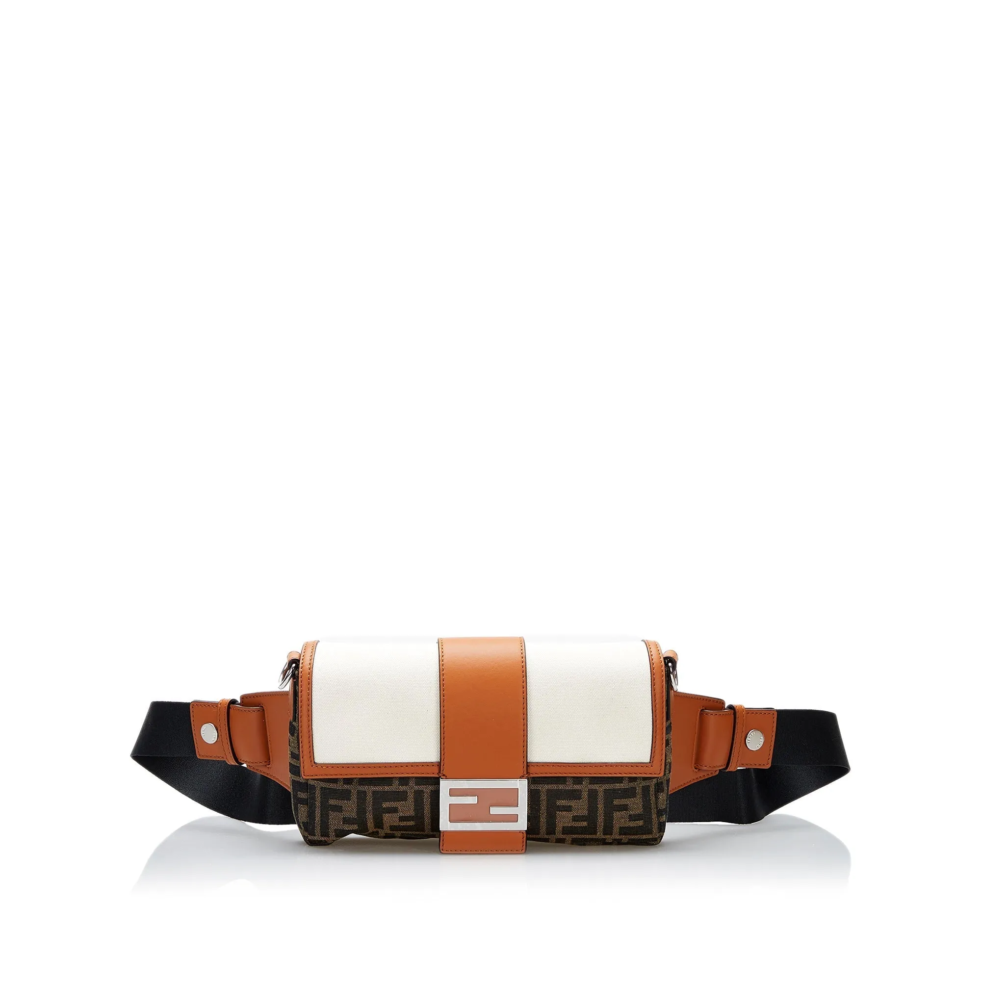 Fendi Zucca Baguette Convertible Belt Bag Brown Canvas Leather