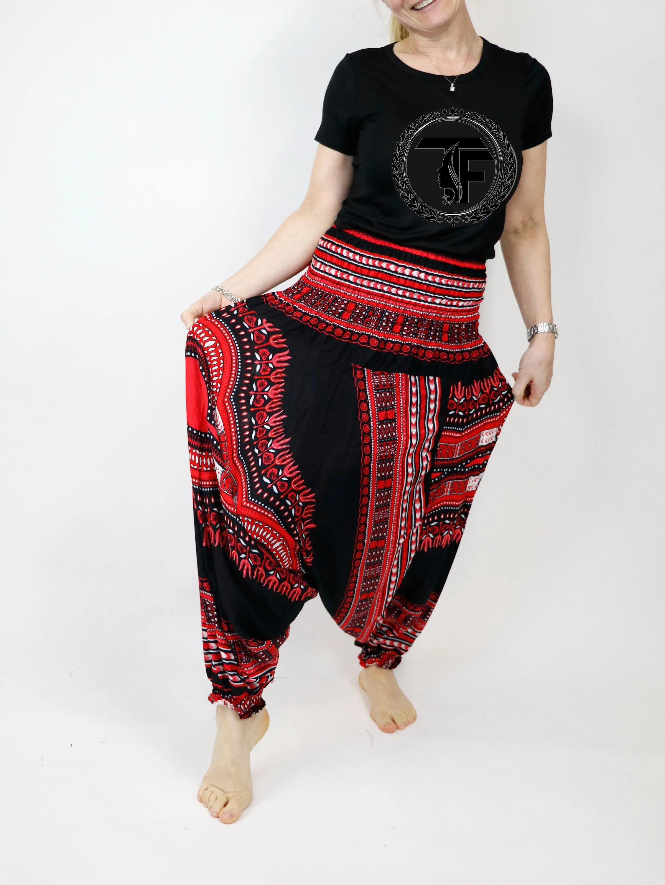 Harem Pants Mandala Unisex Hippie Boho Yoga Pant Jumpsuits Rompers Bohemian Gypsy Loose Clothes African Traditional Baggy Pants Green