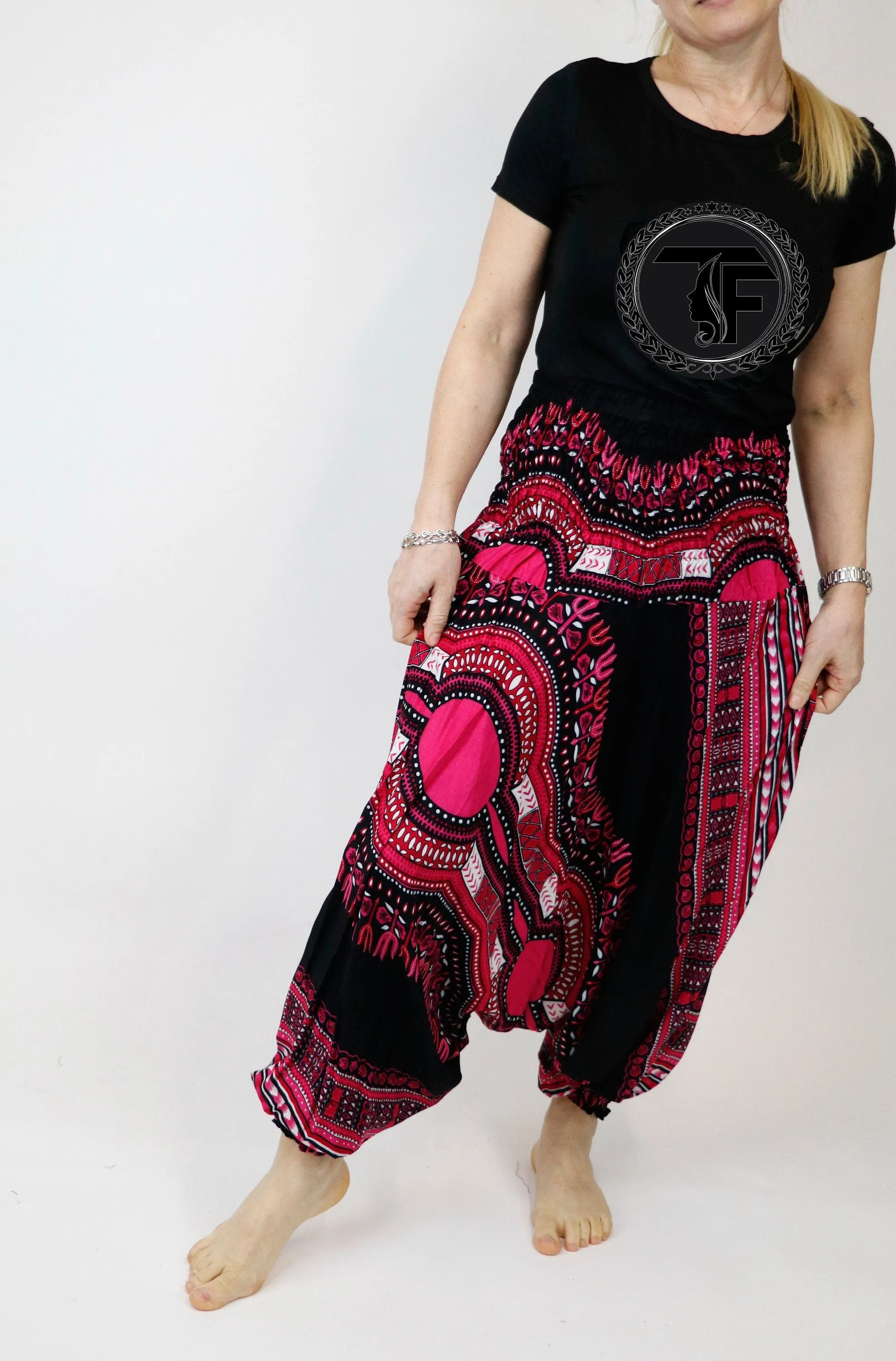 Harem Pants Mandala Unisex Hippie Boho Yoga Pant Jumpsuits Rompers Bohemian Gypsy Loose Clothes African Traditional Baggy Pants Green
