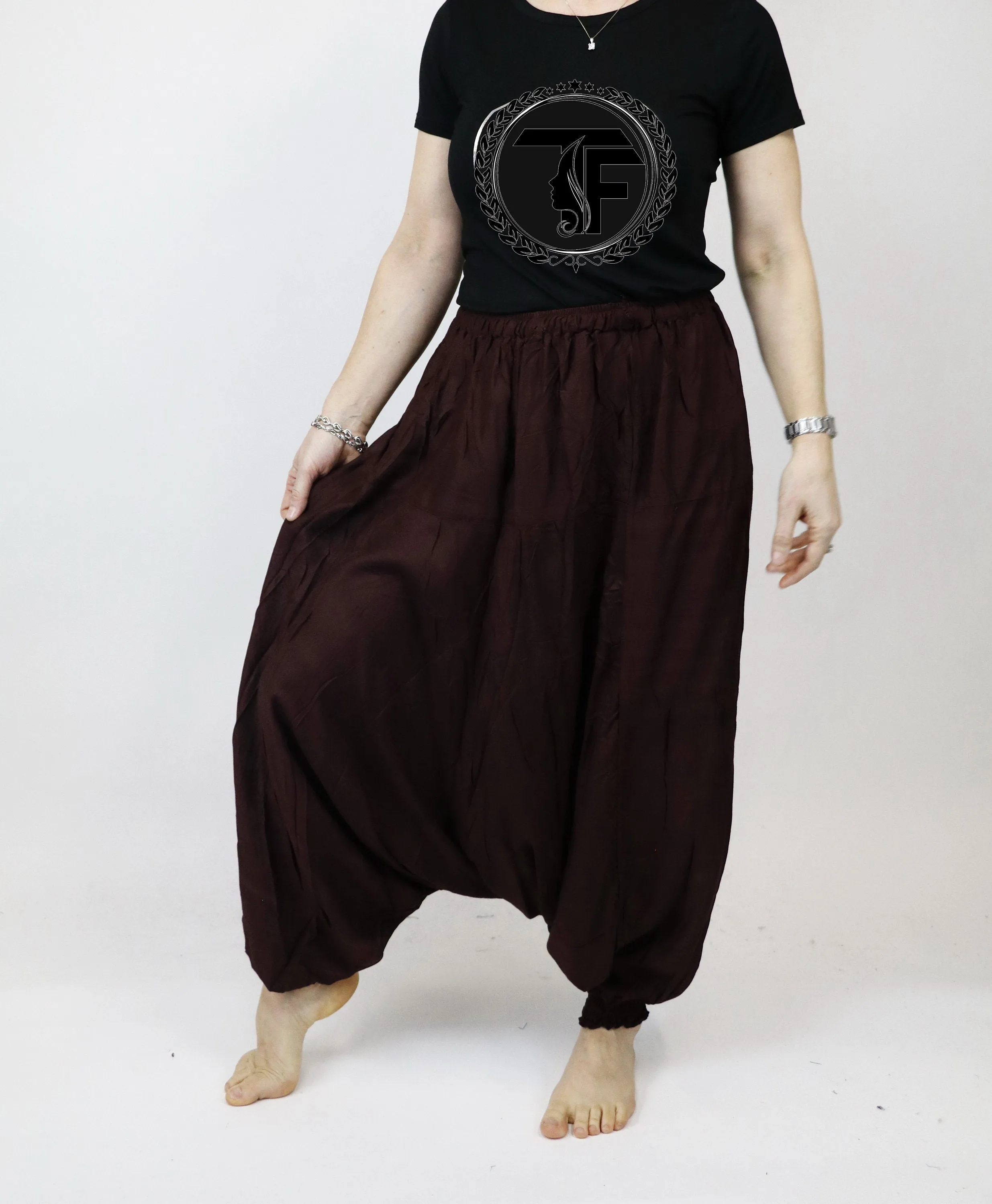 Harem Pants Unisex Solid Color Hippie Hippy Yoga Pants Comfy Loungewear Gypsy Boho Jumpsuits Aladdin Loose Clothing Baggy Pants Festival