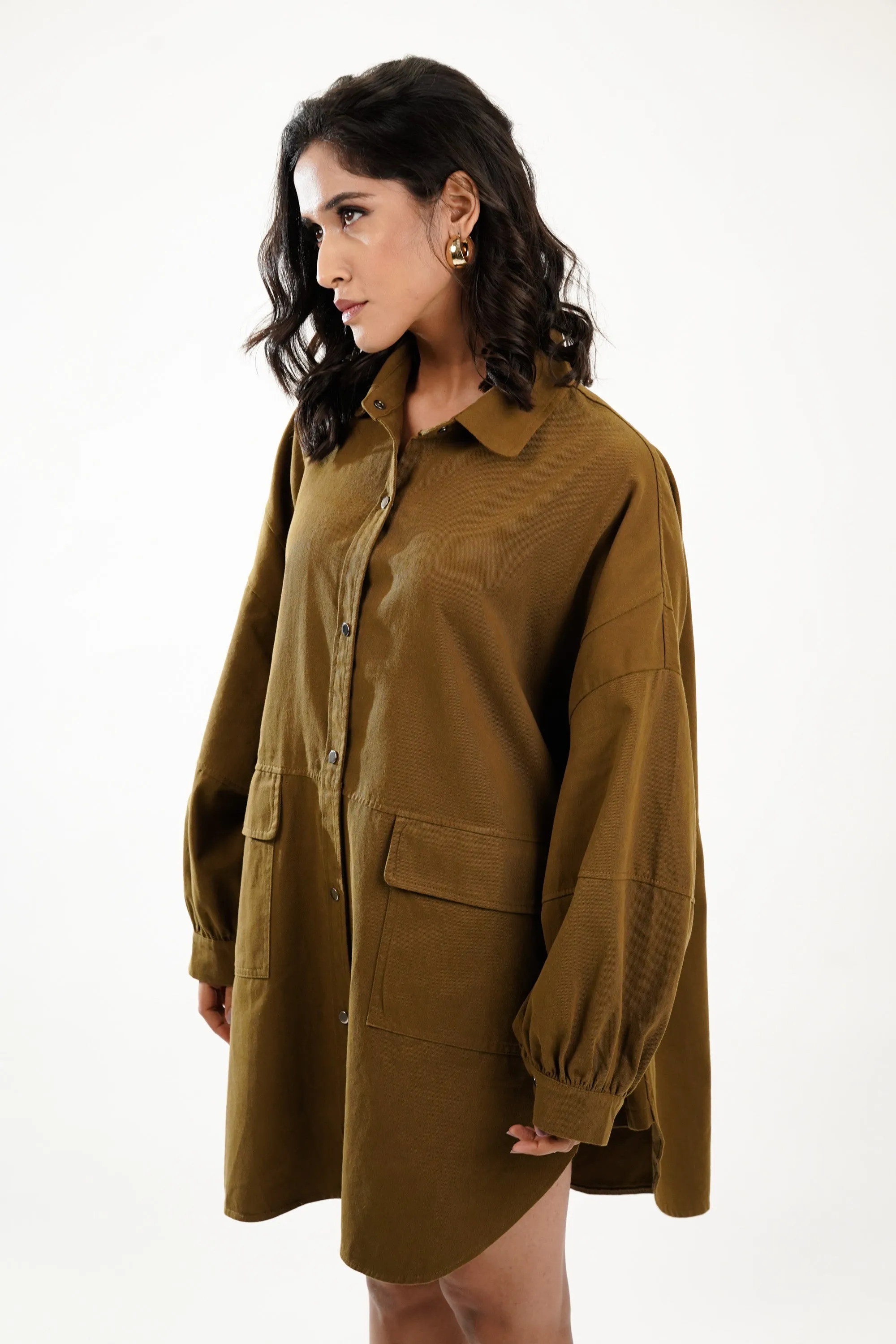 Moss Oversized Shirt Dress