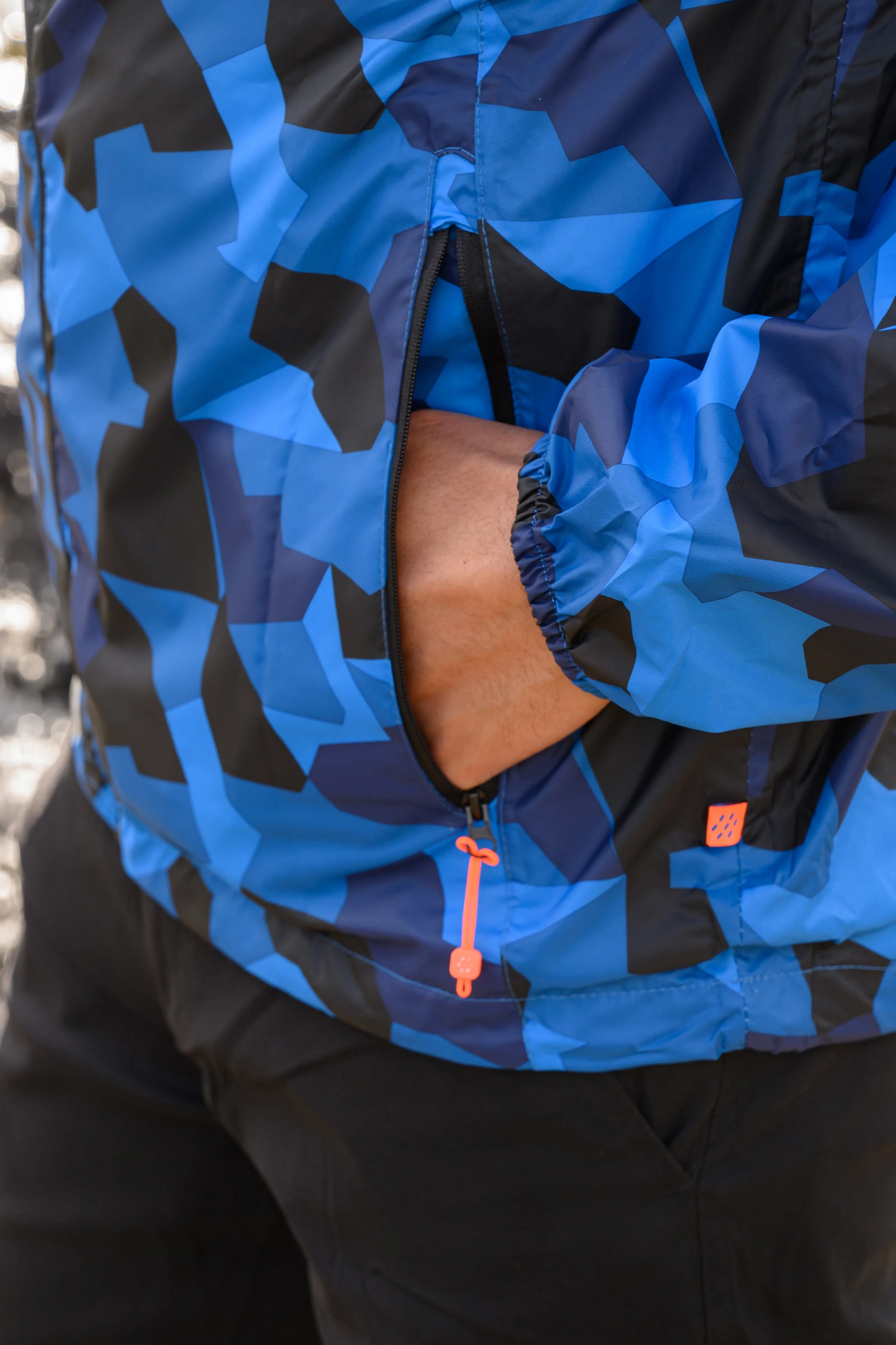 Origin Packable Waterproof Jacket -  Blue Camo Tonal Zip
