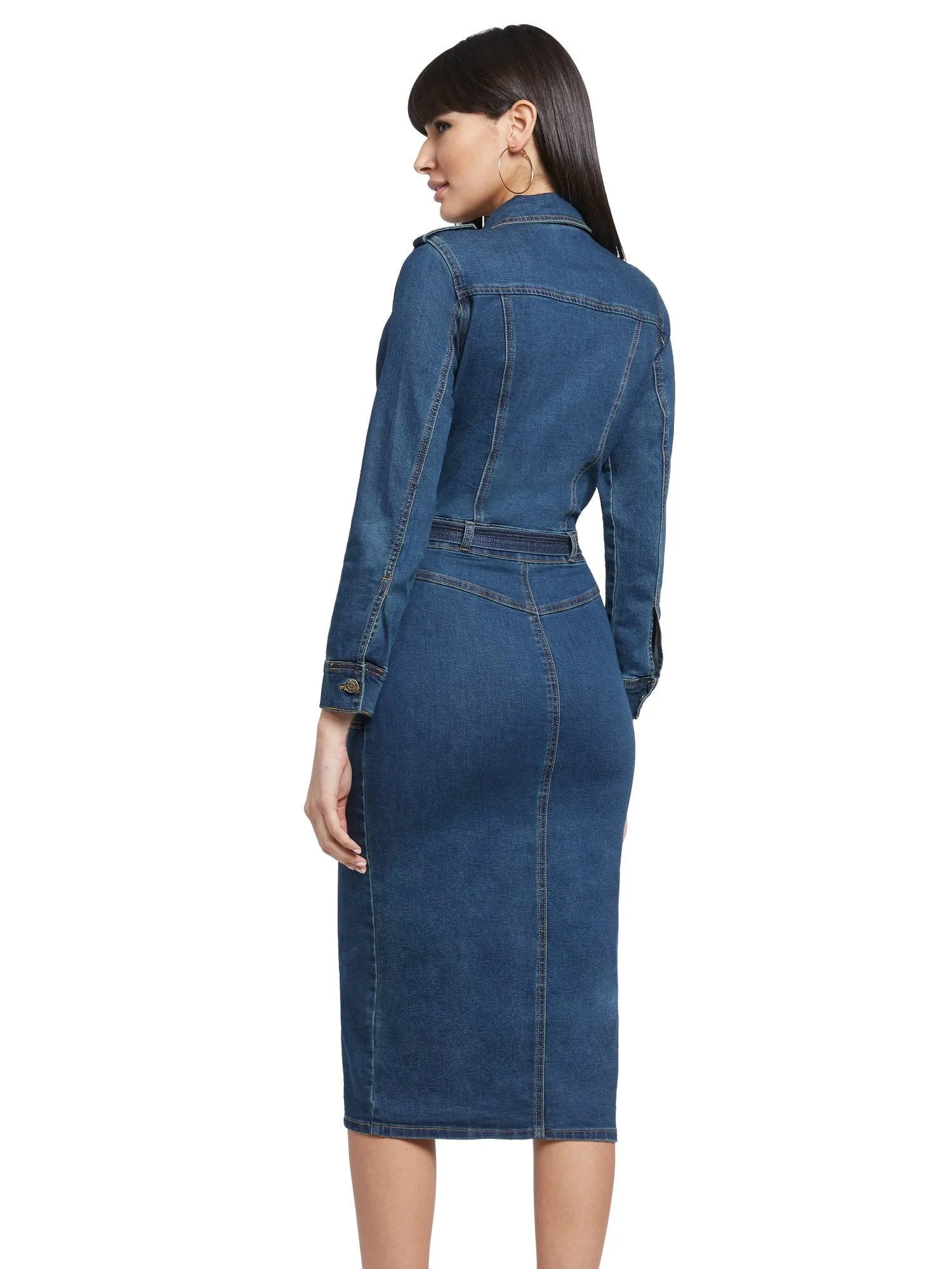 Petite Denim Utility Shirtdress - Dark Wash