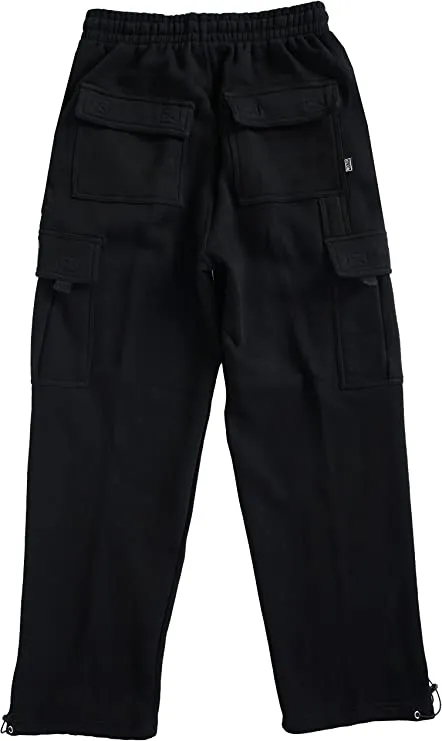Pro Club Men's Heavyweight Fleece Cargo Pants (Black, Small)