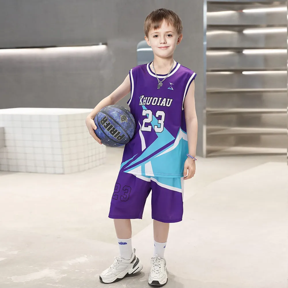 Sleeveless Basketball Shirts and Shorts Kids Bball Jersey Suit Quick Drying Sports Uniform