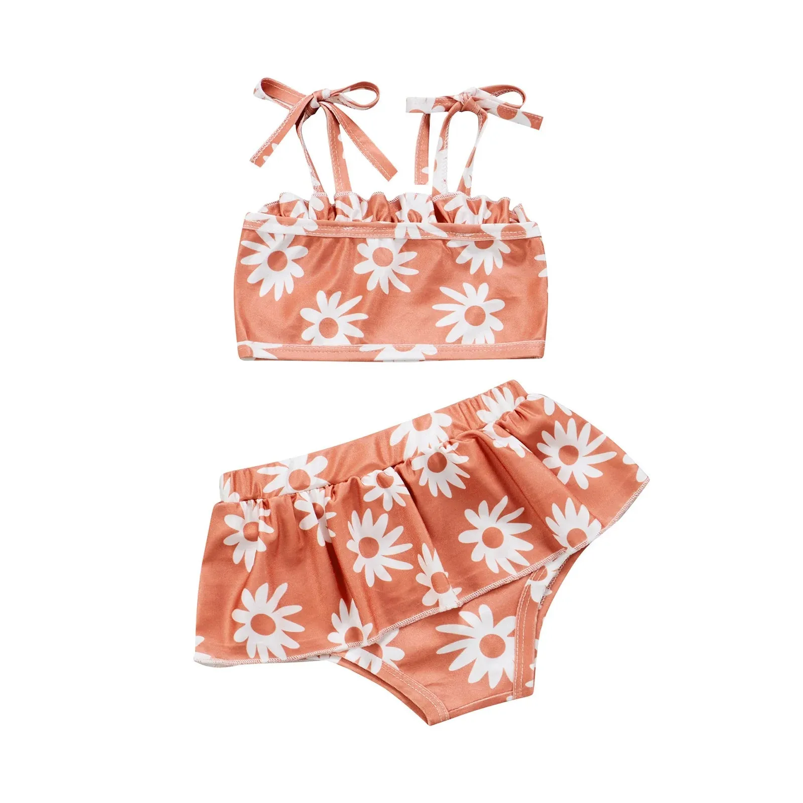 White Daisy Bandage Strap Tankini