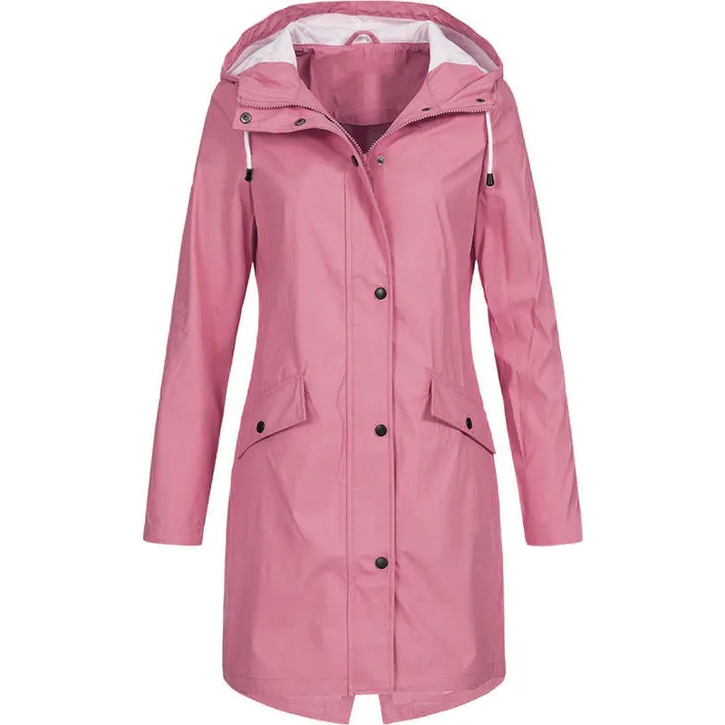 Women's Casual Polyester Long-Sleeved Hooded Windbreaker